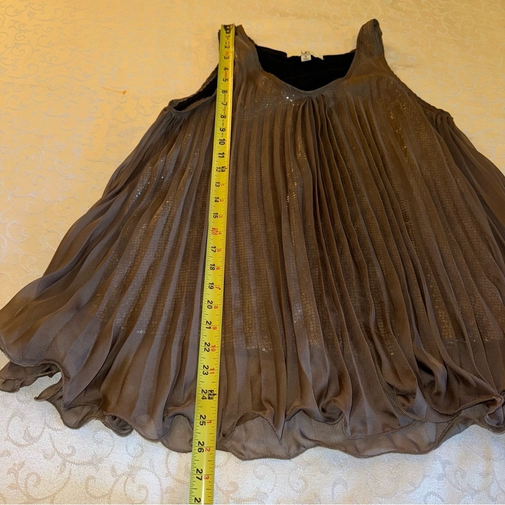 Ya Los Angeles Sleeveless Pleated Sheer Top with Sequin Lining - Picture 14 of 15